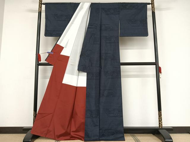 平和屋着物●本場大島紬 霞花文 証紙付き 正絹 逸品 AAAY1553np