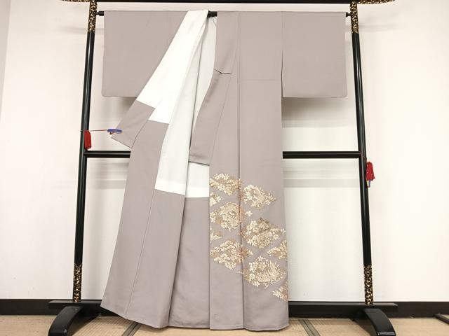 平和屋着物●総刺繍　銀座きしや　色留袖　駒刺繍　鳳凰吉祥文　金糸　正絹　逸品　AAAY1567np