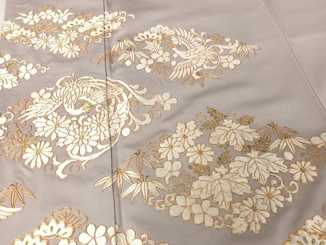 平和屋着物●総刺繍　銀座きしや　色留袖　駒刺繍　鳳凰吉祥文　金糸　正絹　逸品　AAAY1567np