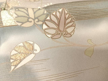 平和屋着物●創業460年・千總　訪問着　刺繍　葵　暈し染め　金糸　金彩　灰青色地　そごう扱い　正絹　逸品　AAAY1594np