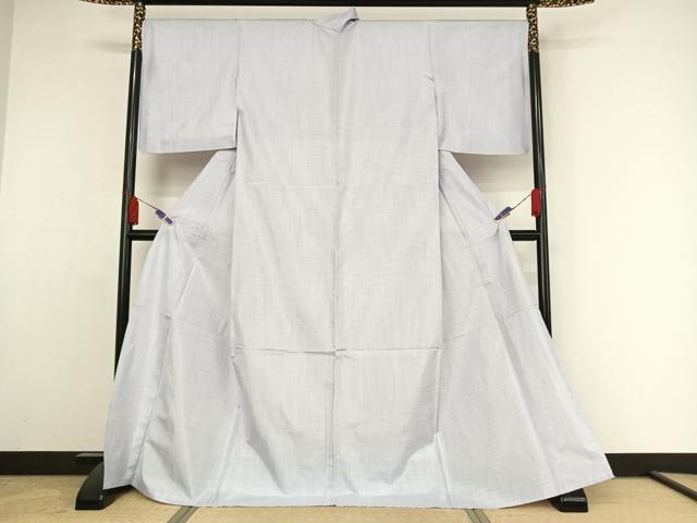 平和屋着物▽本場縞大島紬 単衣 格子 ロング丈 正絹 逸品 AAAY1597np