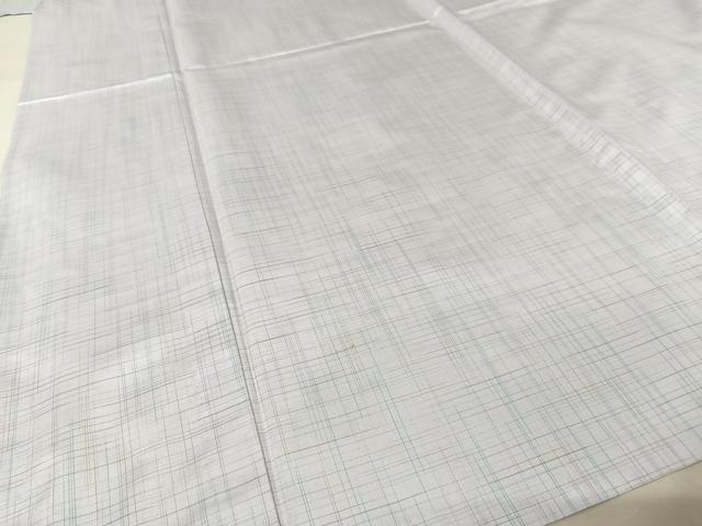 平和屋着物▽本場縞大島紬 単衣 格子 ロング丈 正絹 逸品 AAAY1597np