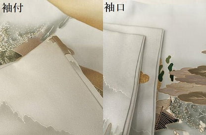 平和屋着物●訪問着　手描き　人物風景文　暈し染め　金彩　正絹　逸品　AAAY1599np
