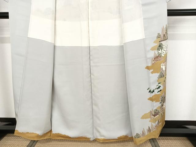 平和屋着物●訪問着　手描き　人物風景文　暈し染め　金彩　正絹　逸品　AAAY1599np