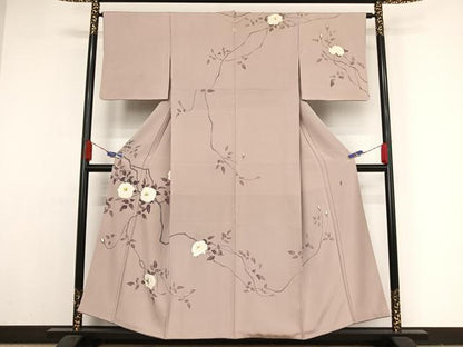 平和屋着物●加賀友禅の巨匠　初代　由水十久　訪問着　枝花文　霞色地　正絹　逸品　AAAY1605np