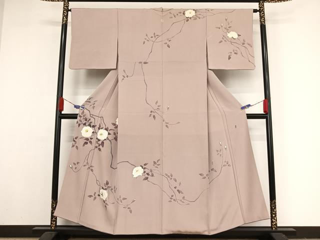 平和屋着物●加賀友禅の巨匠　初代　由水十久　訪問着　枝花文　霞色地　正絹　逸品　AAAY1605np