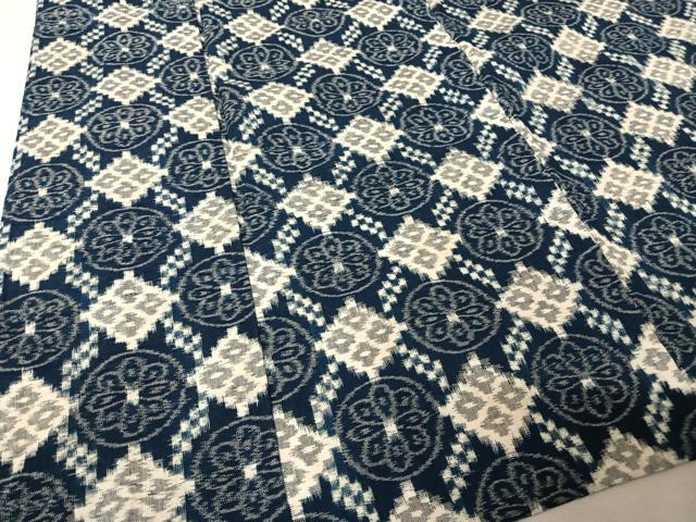 平和屋着物●久留米絣　単衣　花菱文　綿　逸品　AAAY1606np