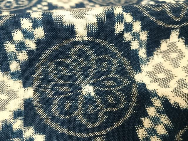 平和屋着物●久留米絣　単衣　花菱文　綿　逸品　AAAY1606np