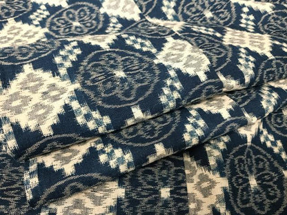 平和屋着物●久留米絣　単衣　花菱文　綿　逸品　AAAY1606np