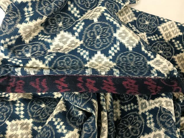 平和屋着物●久留米絣　単衣　花菱文　綿　逸品　AAAY1606np