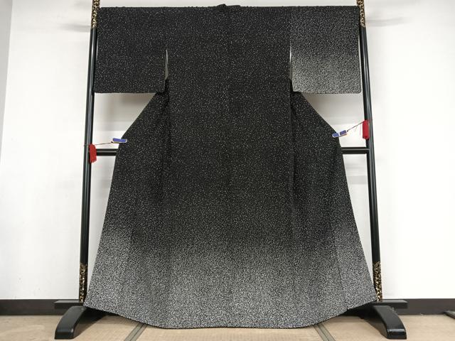 平和屋着物●蒔糊友禅　訪問着　黒地　正絹　逸品　AAAY1615np