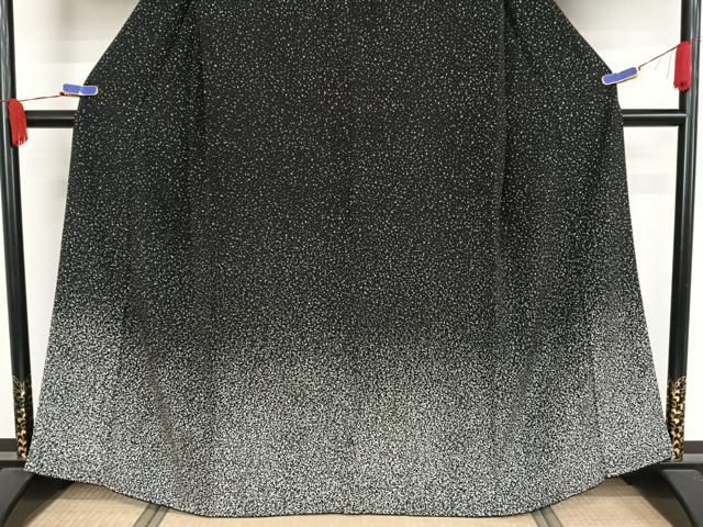 平和屋着物●蒔糊友禅　訪問着　黒地　正絹　逸品　AAAY1615np