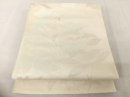 平和屋着物＊夏物　六通柄袋帯　枝花文　銀糸　正絹　逸品　AAAY1660np