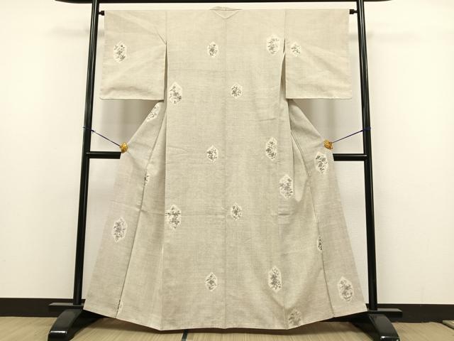 平和屋着物●上質な紬 手描き 亀甲花唐草文 正絹 逸品 未使用 AAAY1707np
