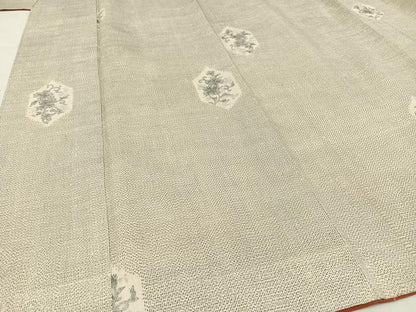 平和屋着物●上質な紬 手描き 亀甲花唐草文 正絹 逸品 未使用 AAAY1707np