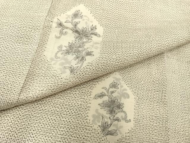 平和屋着物●上質な紬 手描き 亀甲花唐草文 正絹 逸品 未使用 AAAY1707np