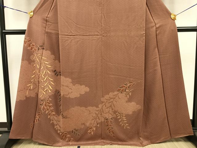平和屋着物●訪問着　絞り　枝葉文　金彩　正絹　逸品　AAAY1721np