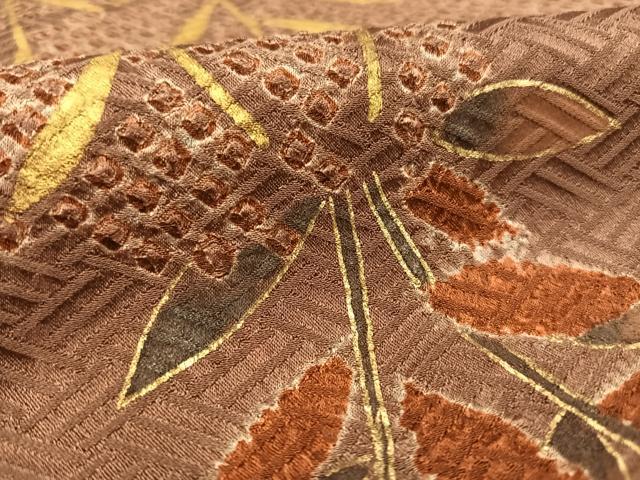平和屋着物●訪問着　絞り　枝葉文　金彩　正絹　逸品　AAAY1721np