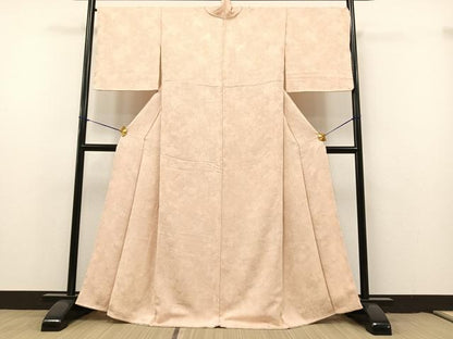 平和屋着物●上質な色無地　橘地紋　洗柿色　正絹　逸品　AAAY1730np