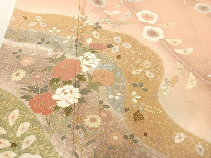 平和屋着物●訪問着　草花　枝梅　暈し染め　金彩　正絹　逸品　AAAY1733np
