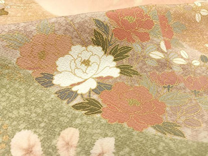 平和屋着物●訪問着　草花　枝梅　暈し染め　金彩　正絹　逸品　AAAY1733np