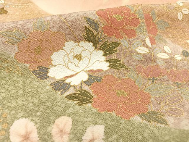 平和屋着物●訪問着　草花　枝梅　暈し染め　金彩　正絹　逸品　AAAY1733np
