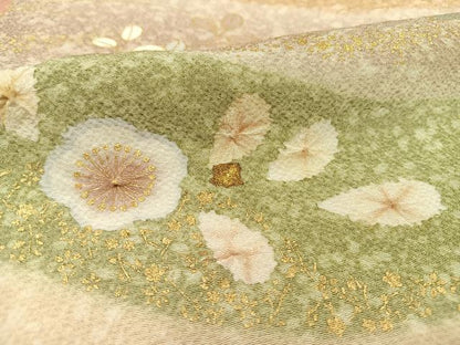 平和屋着物●訪問着　草花　枝梅　暈し染め　金彩　正絹　逸品　AAAY1733np
