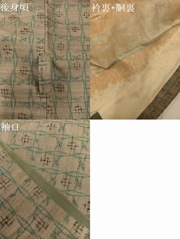 平和屋着物●上質な紬 格子 正絹 逸品 AAAY1735np