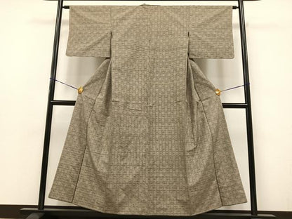 平和屋着物●上質な紬 格子 正絹 逸品 AAAY1735np