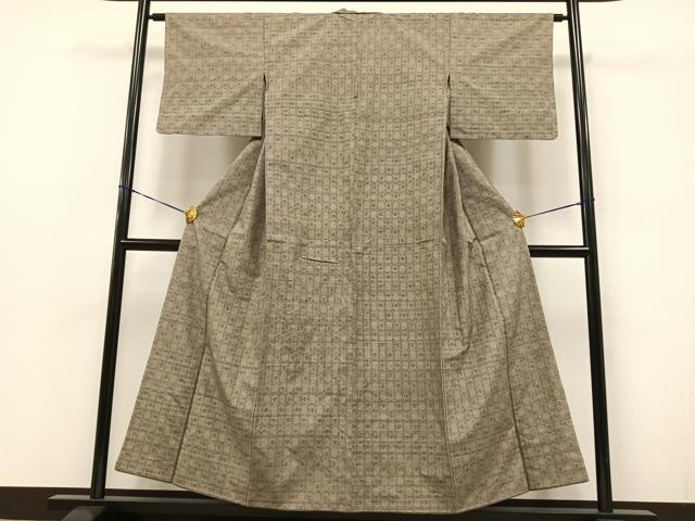 平和屋着物●上質な紬 格子 正絹 逸品 AAAY1735np