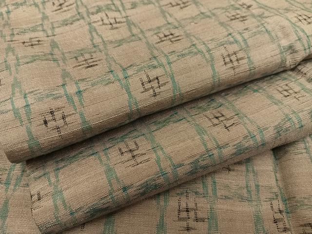 平和屋着物●上質な紬 格子 正絹 逸品 AAAY1735np