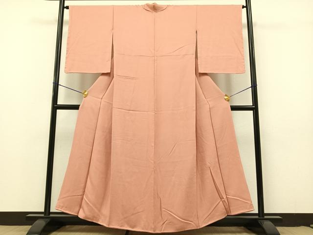 平和屋着物●上質な色無地 草花地紋 薄紅色 正絹 逸品 AAAY1738np