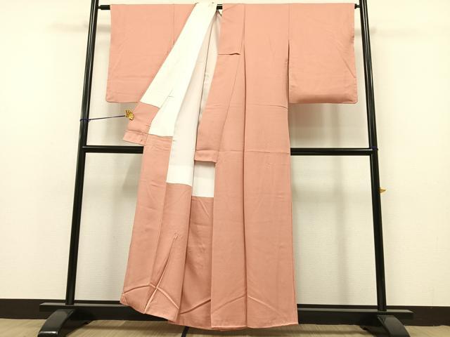 平和屋着物●上質な色無地 草花地紋 薄紅色 正絹 逸品 AAAY1738np
