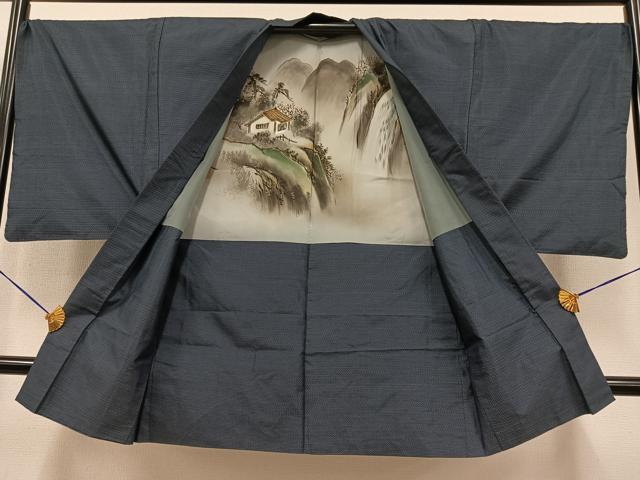 平和屋着物●男性 本場村山大島紬 アンサンブル 亀甲絣 正絹 逸品 AAAY1748np