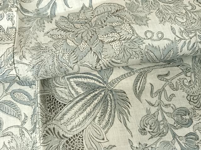 平和屋着物▽生紬 単衣 手描き 更紗花文 正絹 逸品 AAAY1749np