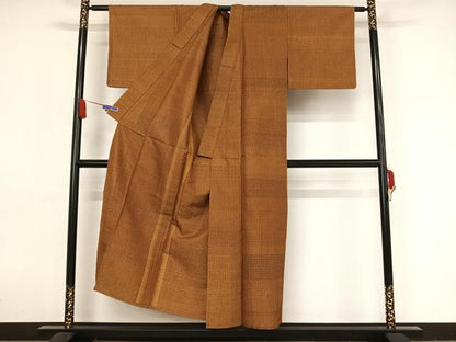 平和屋着物▽本場黄八丈 足高貴 紬 単衣 正絹 逸品 AAAY1751np