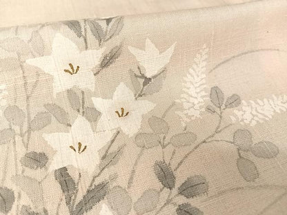 平和屋着物▽訪問着 単衣 紬地 手描き 草花文 正絹 逸品 AAAY1753np