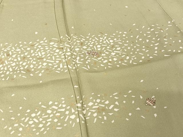 平和屋着物▽訪問着 単衣 刺繍 箔散らし文 銀通し地 正絹 逸品 AAAY1756np
