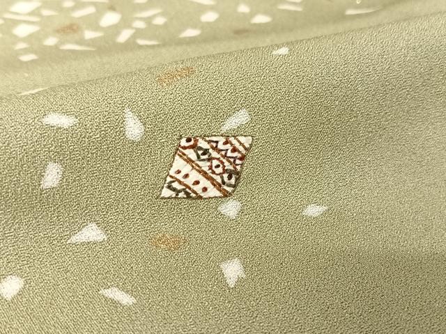 平和屋着物▽訪問着 単衣 刺繍 箔散らし文 銀通し地 正絹 逸品 AAAY1756np