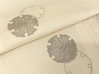 平和屋着物▽上質な小紋　単衣　雪輪花文　ロング丈　さんび謹製　洗える着物　未使用　AAAY1758np