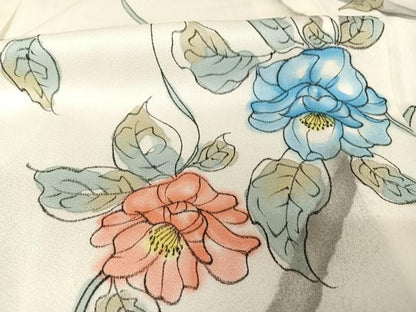 平和屋着物▽上質な小紋 単衣 草花文 暈し染め 正絹 逸品 AAAY1760np