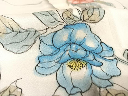 平和屋着物▽上質な小紋 単衣 草花文 暈し染め 正絹 逸品 AAAY1760np