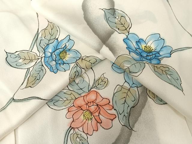 平和屋着物▽上質な小紋 単衣 草花文 暈し染め 正絹 逸品 AAAY1760np