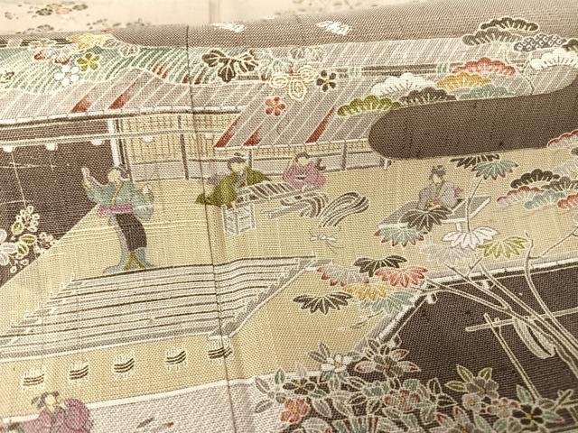 平和屋着物▽染織の名門　しょうざん  生紬　訪問着　単衣　手描き　人物風景文　鈴乃屋扱い　正絹　逸品　未使用　AAAY1763np