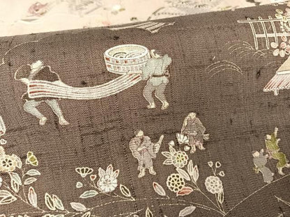 平和屋着物▽染織の名門　しょうざん  生紬　訪問着　単衣　手描き　人物風景文　鈴乃屋扱い　正絹　逸品　未使用　AAAY1763np