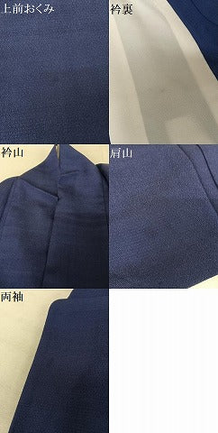 平和屋着物▽お召 単衣 色無地 深縹色 正絹 逸品 AAAY1764np