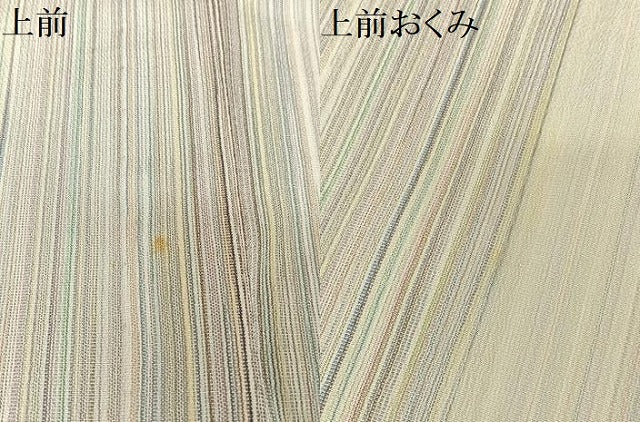 平和屋着物▽本塩沢 単衣 やまだ織 縞 200色 正絹 逸品 未使用 AAAY1767np