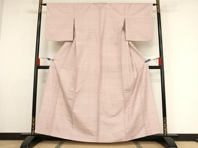 平和屋着物▽染司よしおか 五代目 吉岡幸雄 紬 単衣 色無地 石竹色 正絹 逸品 AAAY1768np