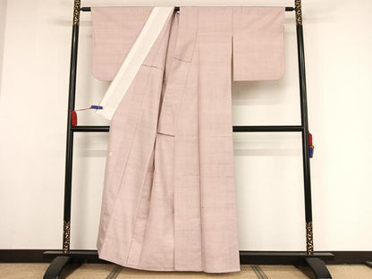 平和屋着物▽染司よしおか 五代目 吉岡幸雄 紬 単衣 色無地 石竹色 正絹 逸品 AAAY1768np