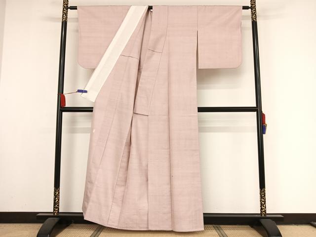 平和屋着物▽染司よしおか 五代目 吉岡幸雄 紬 単衣 色無地 石竹色 正絹 逸品 AAAY1768np